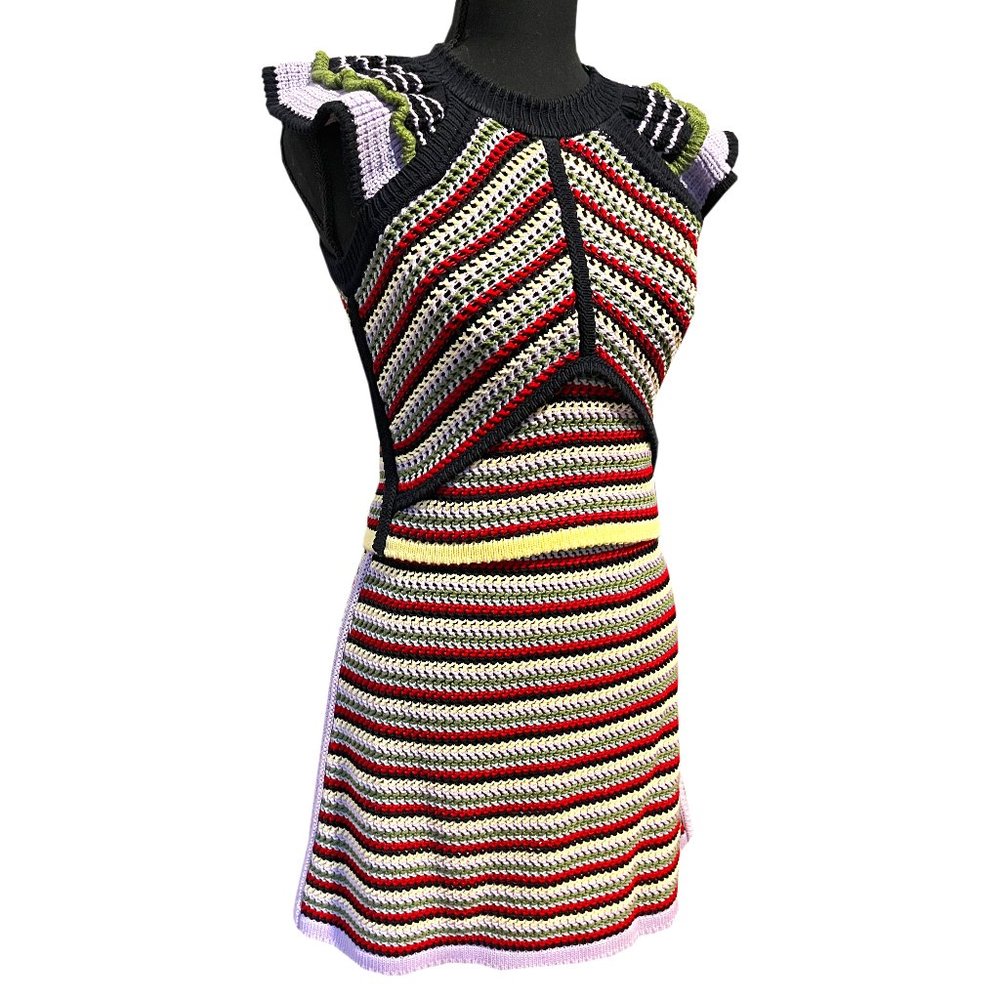 ALEXACHUNG rare colorful striped knit top and skirt set from first collection - Picture 2 of 11